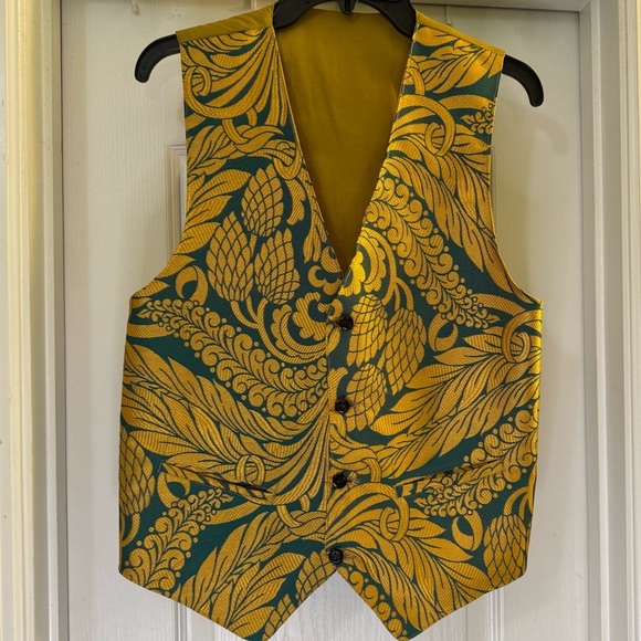 Source Unknown Gold & Green Mens Vest - Picture 1 of 5